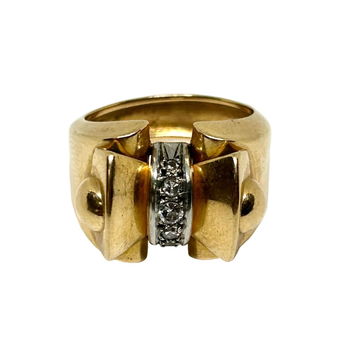 Bague Tank en or jaune et diamants - Castafiore