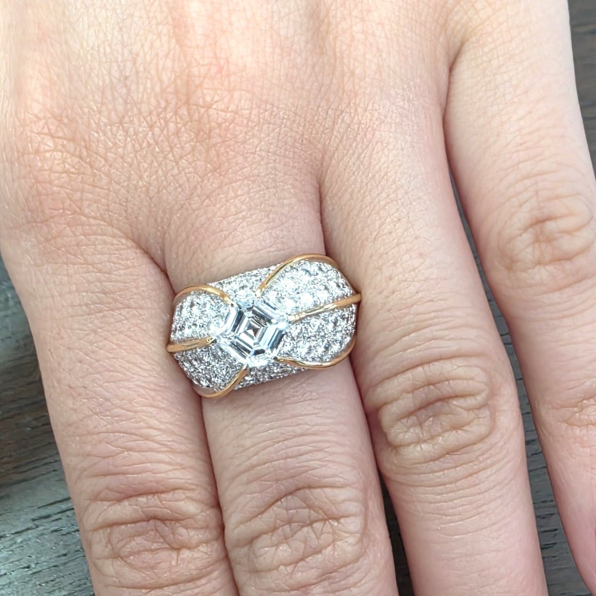 Bague Tank en or jaune et diamants - Castafiore