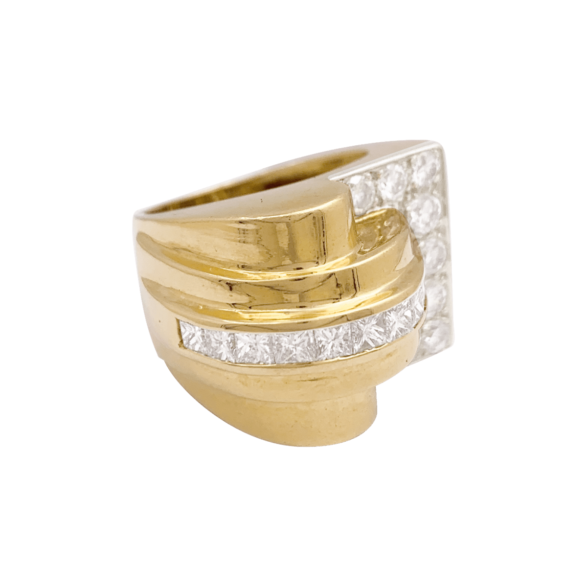 Bague Tank en or jaune et diamants - Castafiore