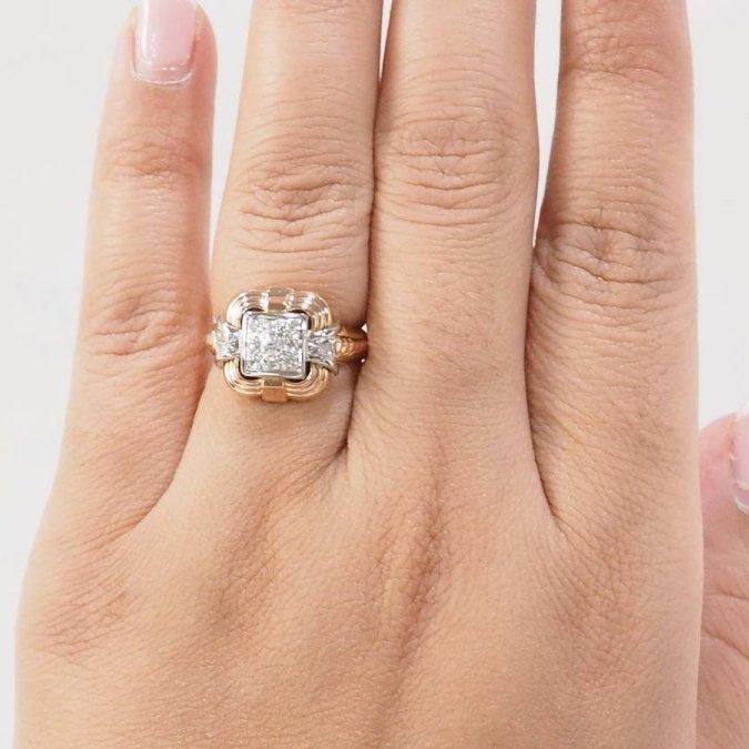 Bague Tank en or jaune et diamants - Castafiore