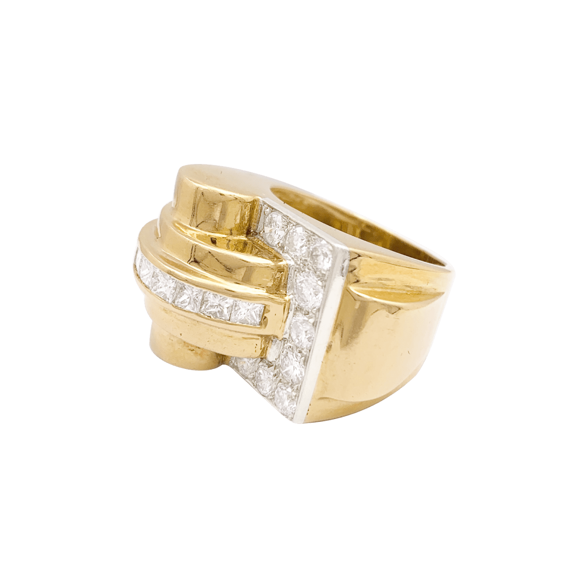 Bague Tank en or jaune et diamants - Castafiore