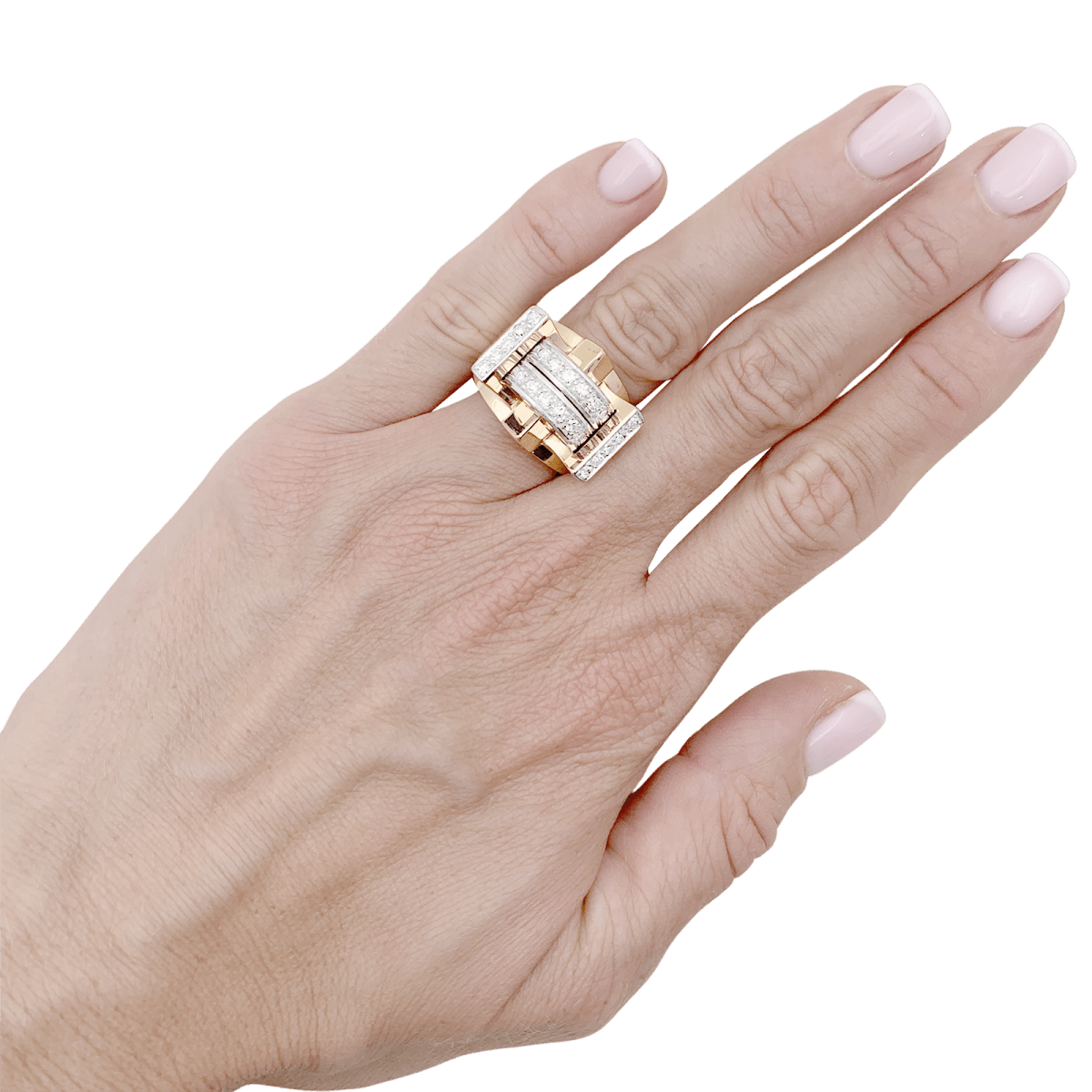 Bague Tank en or jaune et diamants - Castafiore