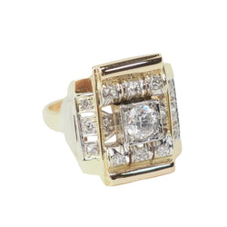 Bague Tank en or jaune et diamants - Castafiore
