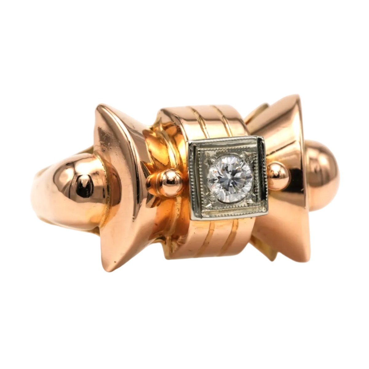 Bague Tank en or jaune et diamants - Castafiore