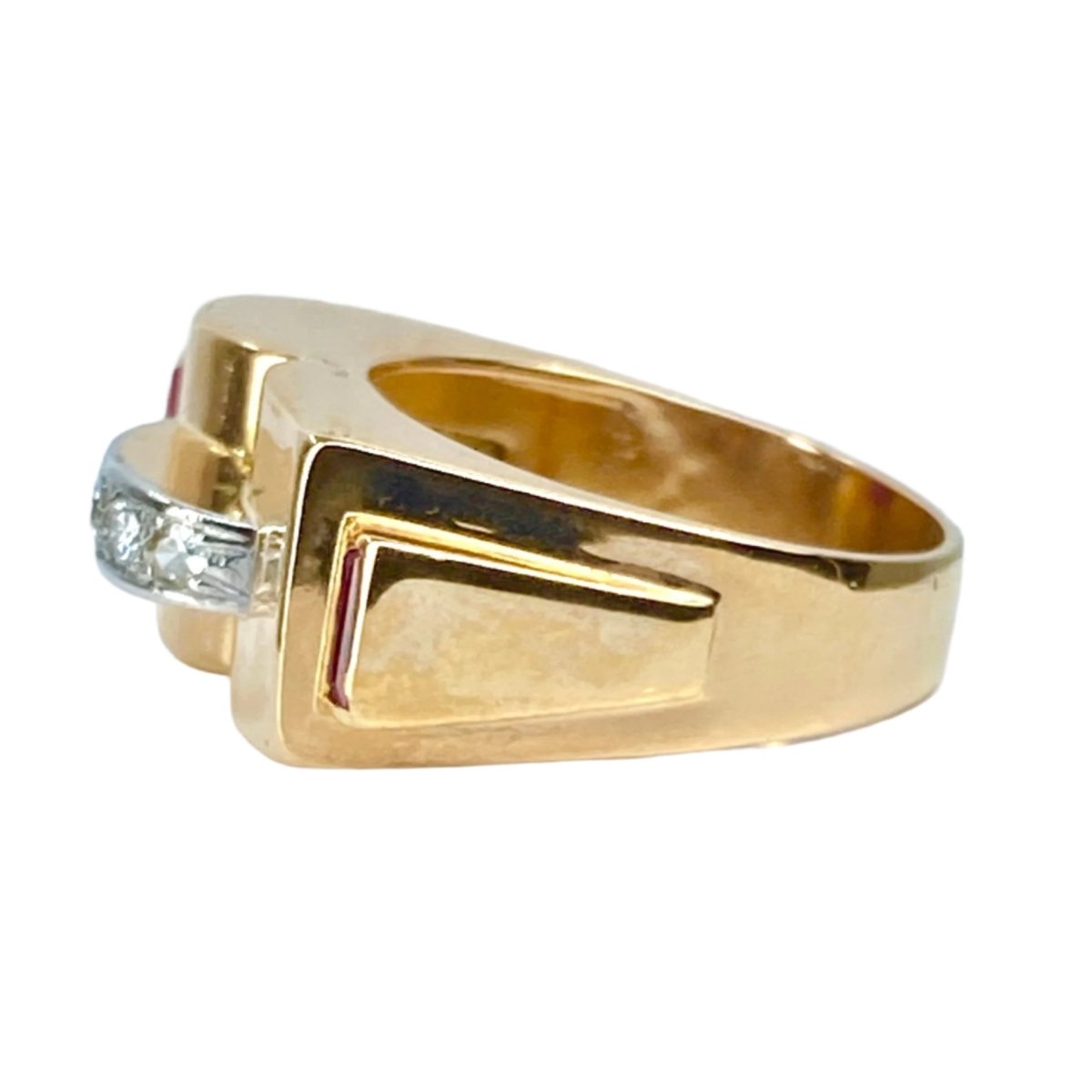 Bague Tank en or jaune et diamants - Castafiore