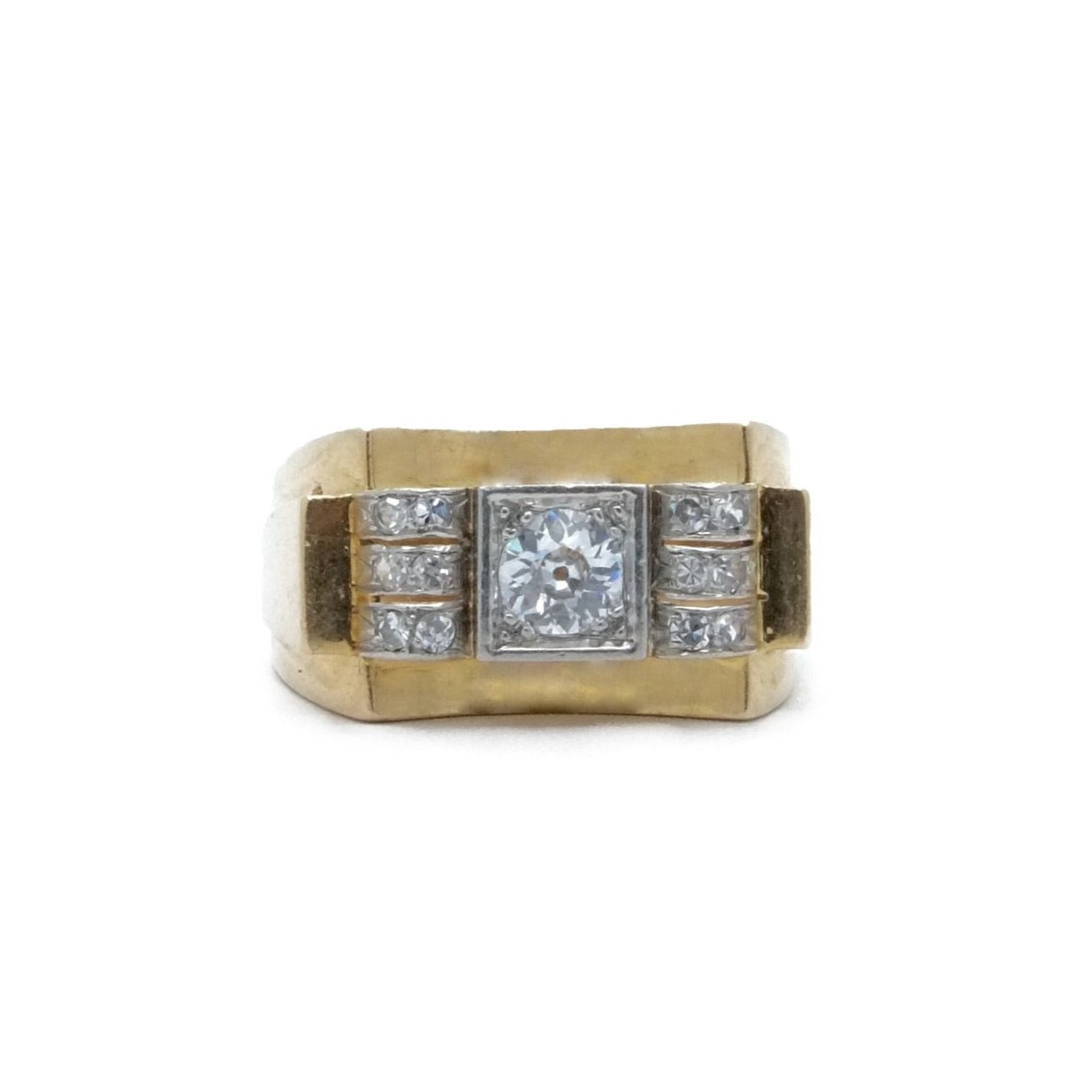 Bague tank en or jaune et platine - Castafiore