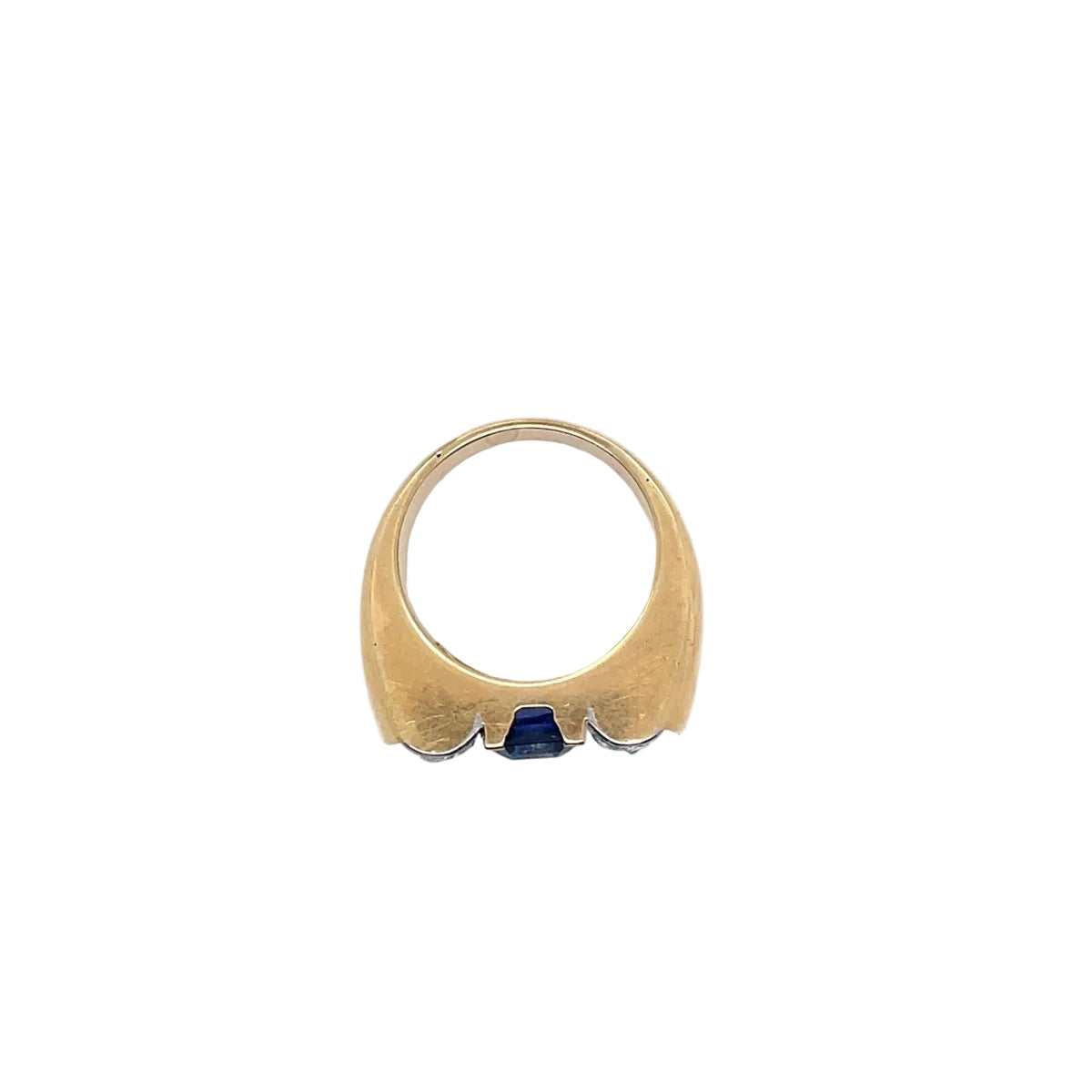 Bague Tank en or jaune et platine avec saphir de synthèse - Castafiore