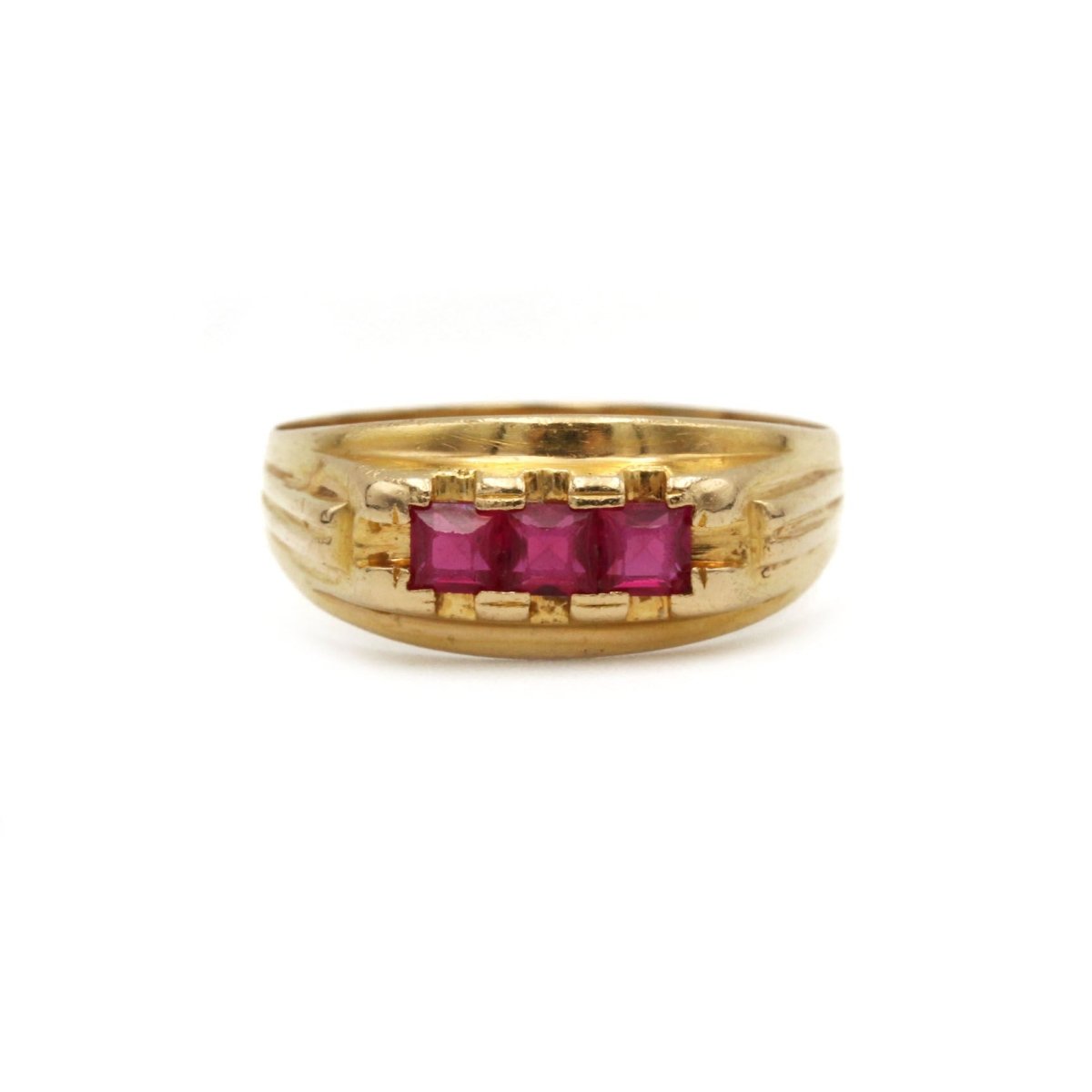 Bague Tank en or jaune et rubis - Castafiore