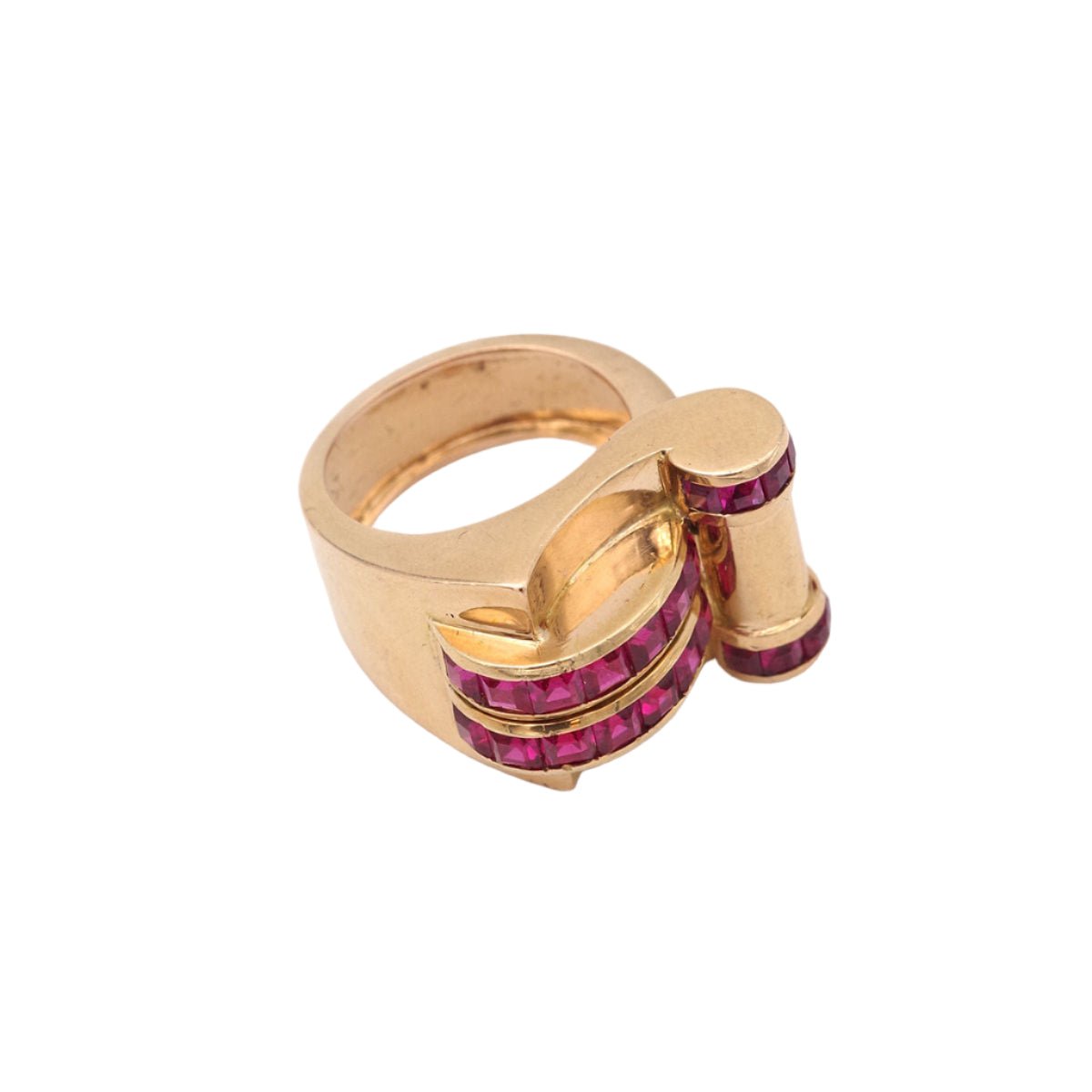 Bague Tank en or jaune et rubis - Castafiore