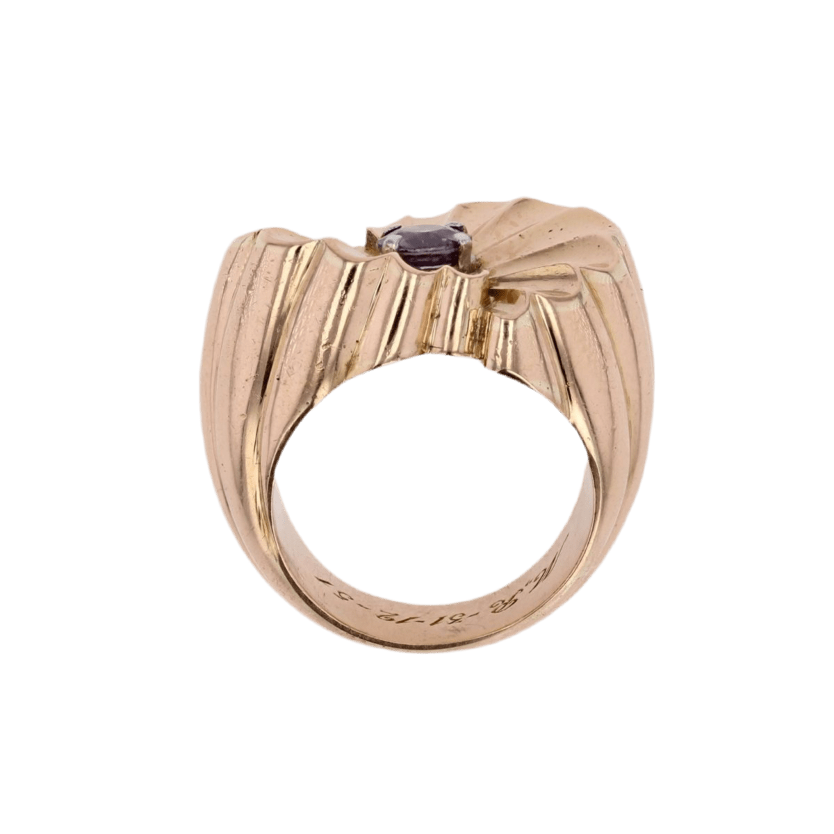 Bague Tank en or jaune et saphir - Castafiore