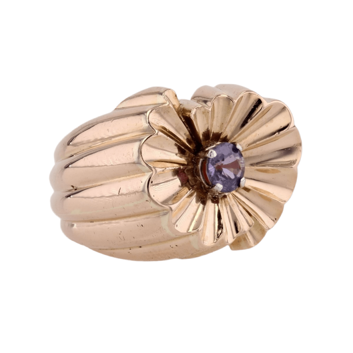 Bague Tank en or jaune et saphir - Castafiore