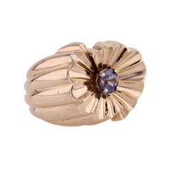 Bague Tank en or jaune et saphir - Castafiore