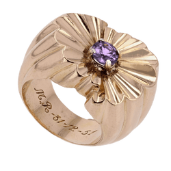 Bague Tank en or jaune et saphir - Castafiore