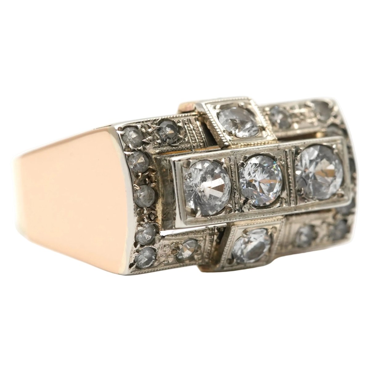 Bague Tank en or jaune et saphirs - Castafiore