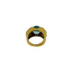 Bague Tank en or jaune et topaze bleue - Castafiore