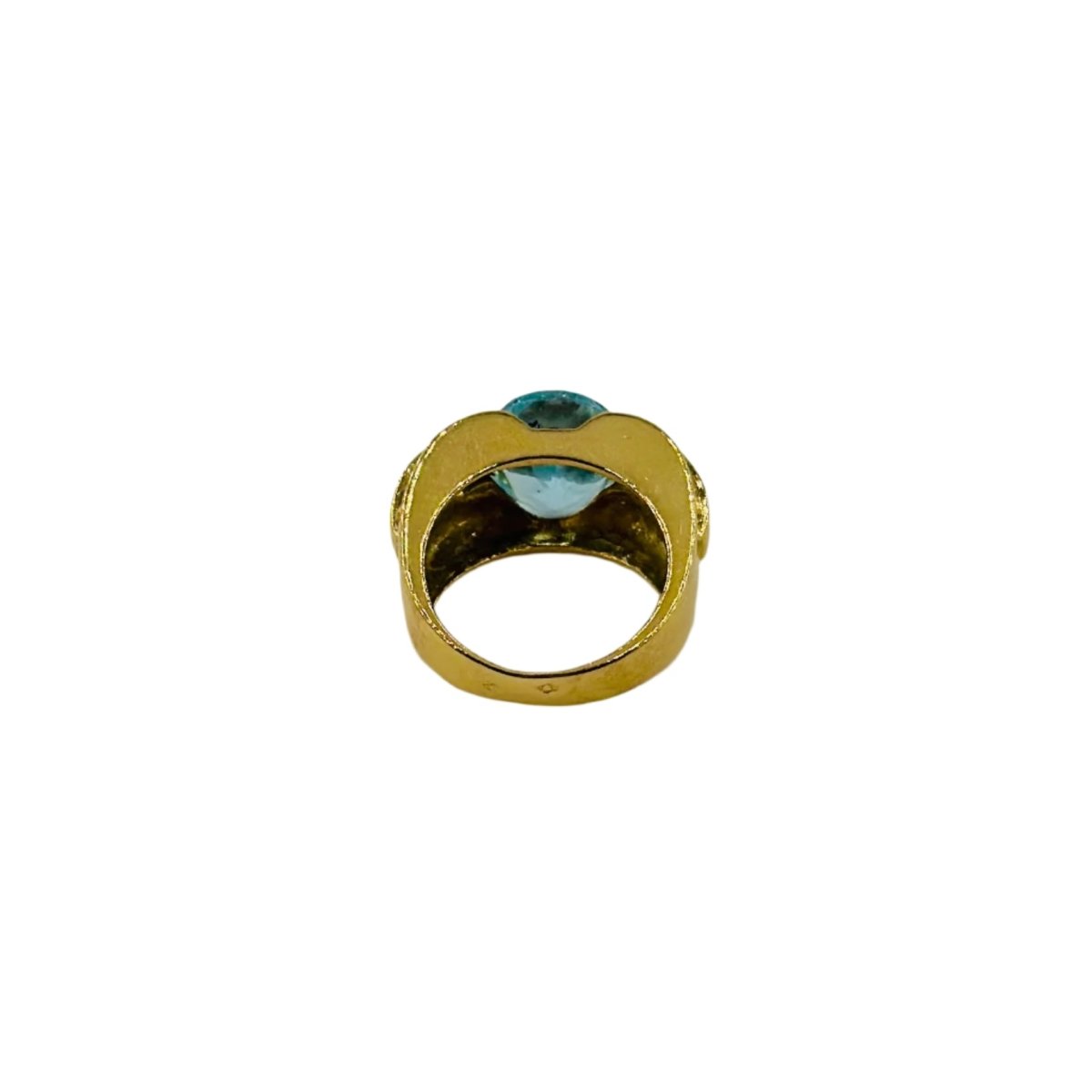 Bague Tank en or jaune et topaze bleue - Castafiore