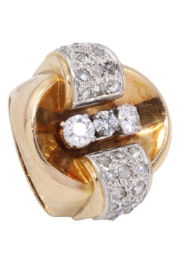 Bague Tank en or jaune, or blanc et diamants - Castafiore