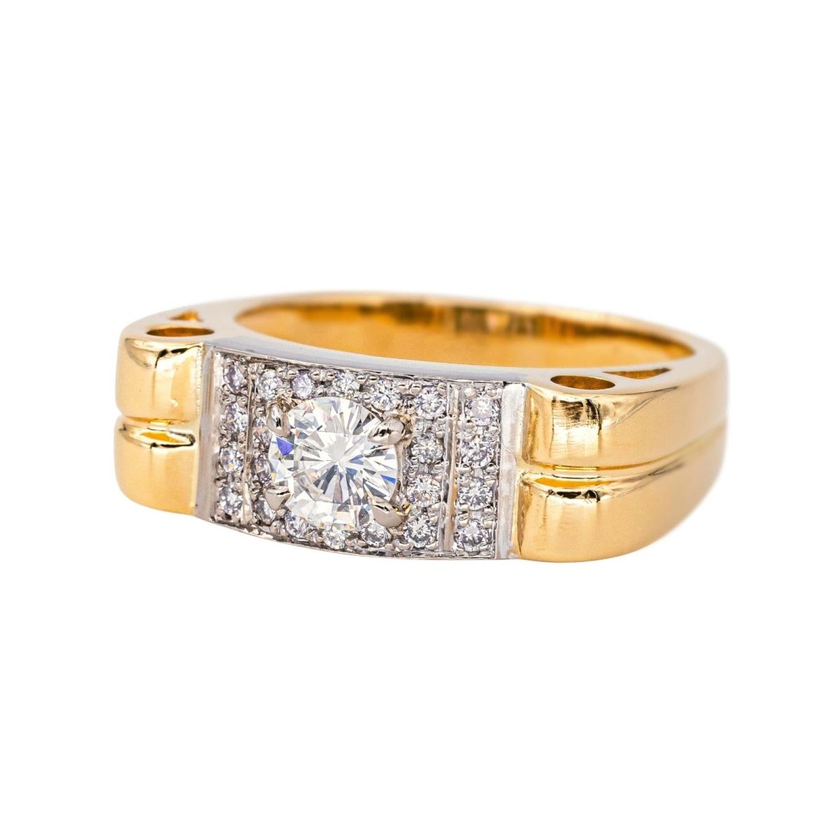 Bague Tank en or jaune, or blanc et diamants - Castafiore