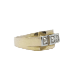 Bague Tank en or jaune, or blanc et diamants - Castafiore