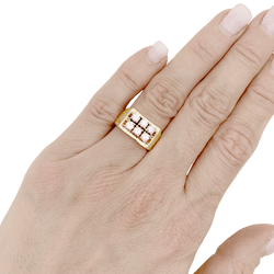 Bague Tank en or jaune, or blanc et diamants - Castafiore