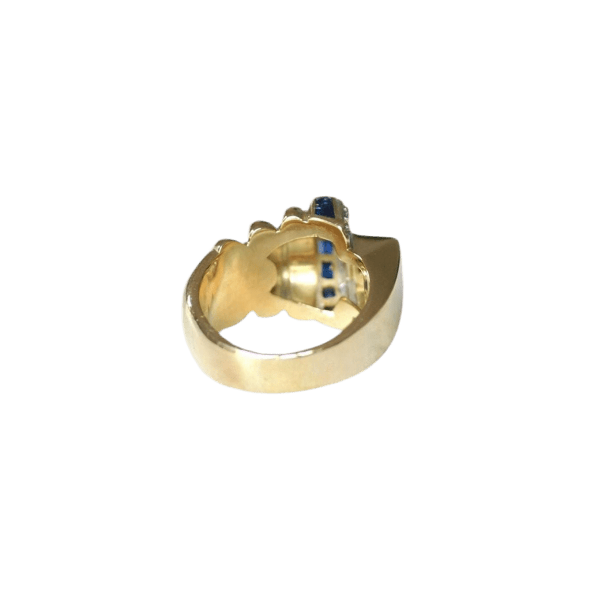 Bague Tank en or jaune, or rose, platine, saphirs et diamants - Castafiore