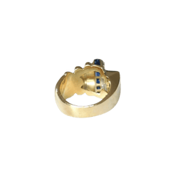 Bague Tank en or jaune, or rose, platine, saphirs et diamants - Castafiore