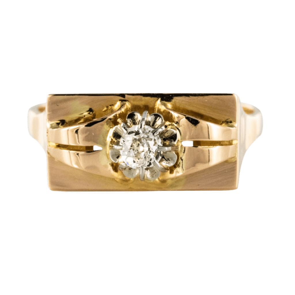 Bague Tank en or jaune, platine et diamant - Castafiore
