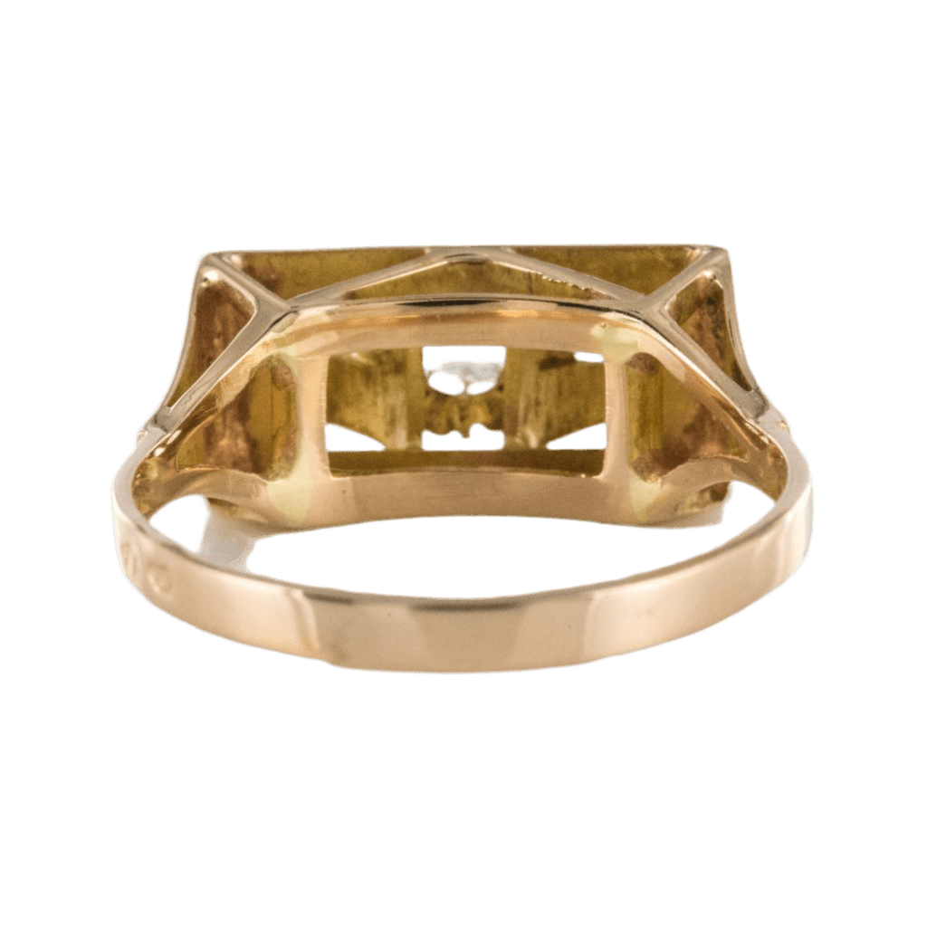 Bague Tank en or jaune, platine et diamant - Castafiore