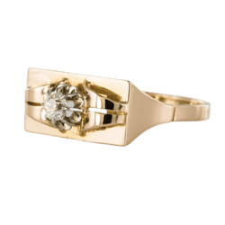Bague Tank en or jaune, platine et diamant - Castafiore