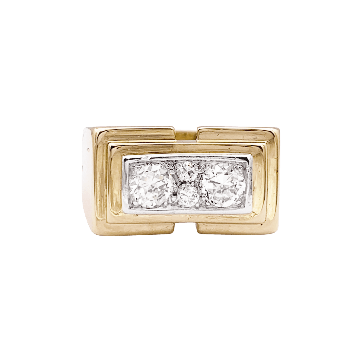 Bague Tank en or jaune, platine et diamants - Castafiore