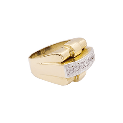 Bague Tank en or jaune, platine et diamants - Castafiore