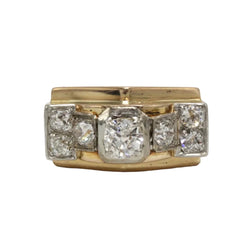 Bague Tank en or jaune, platine et diamants - Castafiore