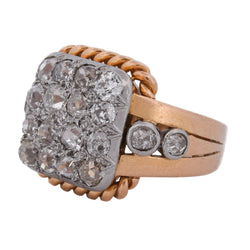 Bague Tank en or jaune, platine et diamants - Castafiore