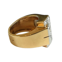 Bague Tank en or jaune, platine et diamants