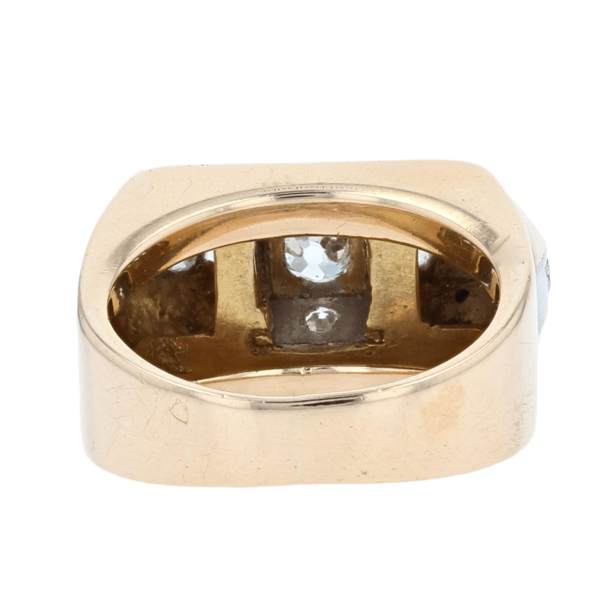 Bague Tank en or jaune, platine et diamants - Castafiore