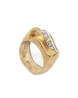 Bague Tank en or jaune, platine et diamants - Castafiore