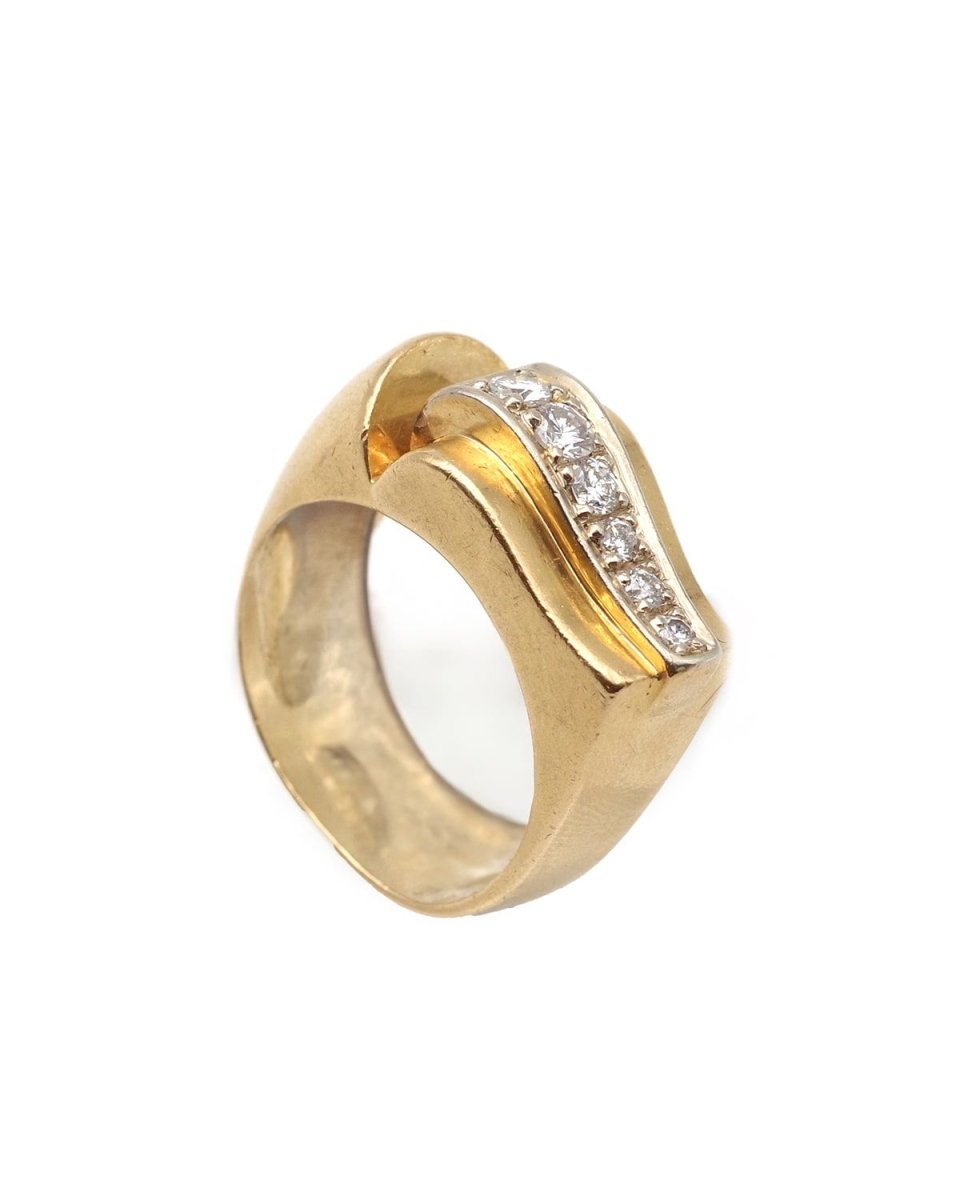 Bague Tank en or jaune, platine et diamants - Castafiore