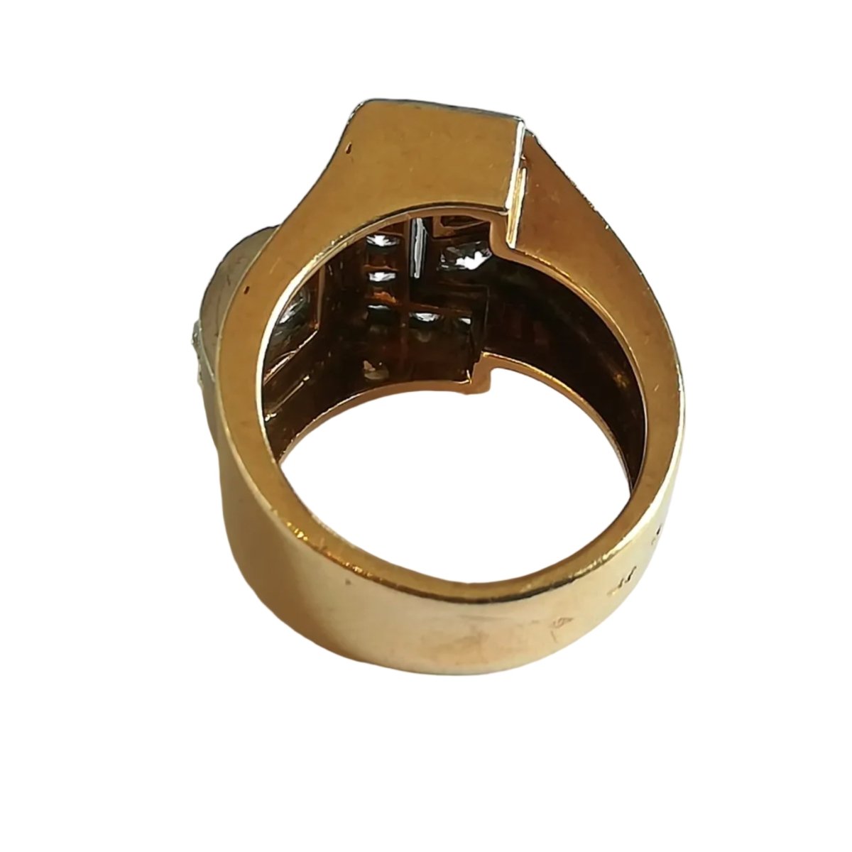 Bague Tank en or jaune, platine et diamants - Castafiore