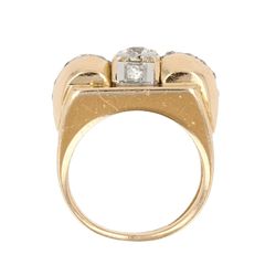 Bague Tank en or jaune, platine et diamants - Castafiore