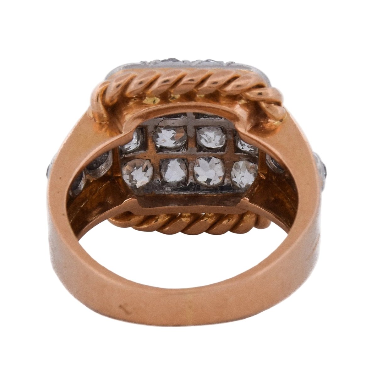 Bague Tank en or jaune, platine et diamants - Castafiore