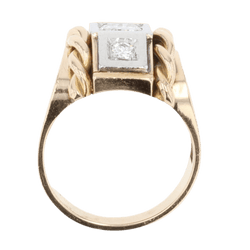 Bague Tank en or jaune, platine et diamants - Castafiore