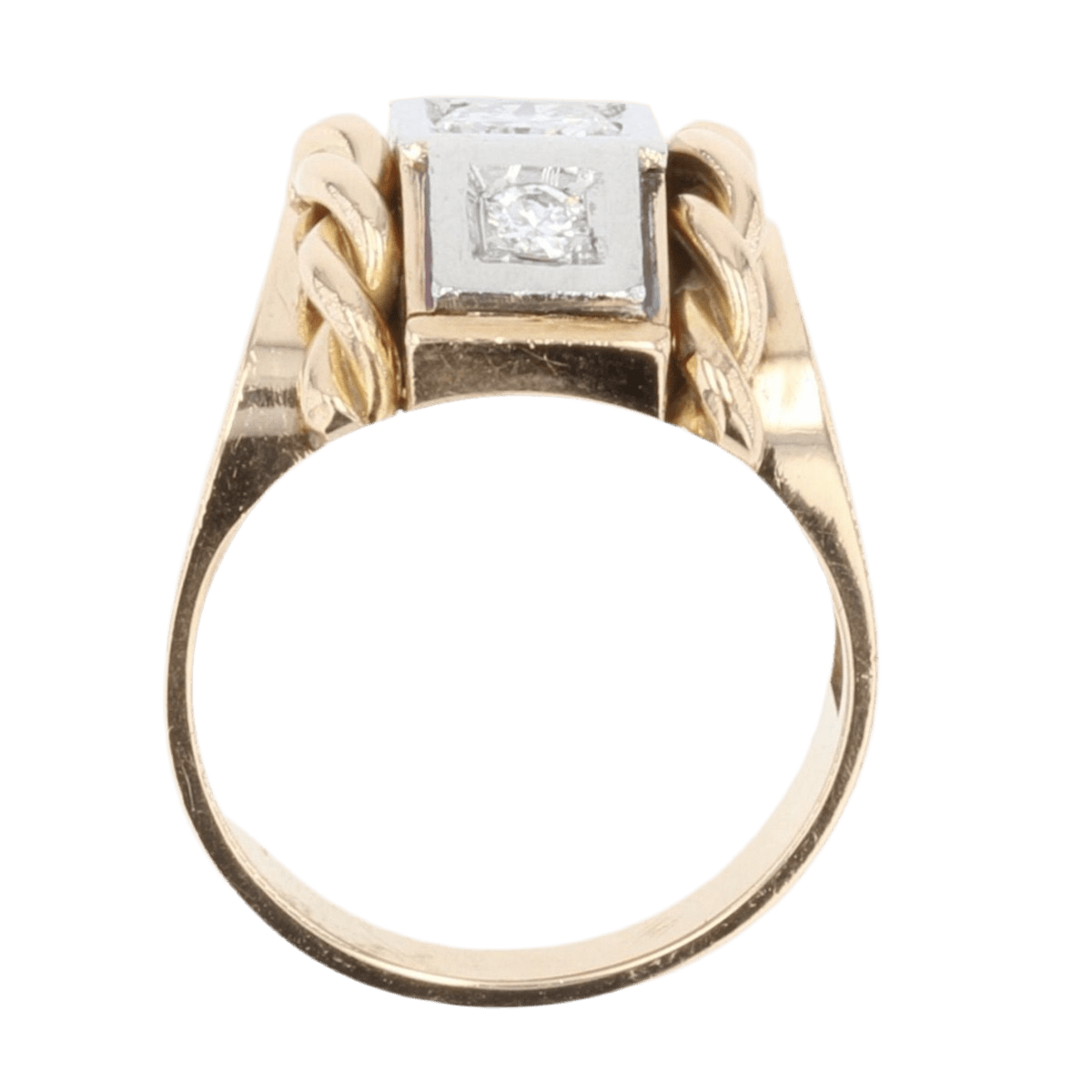 Bague Tank en or jaune, platine et diamants - Castafiore