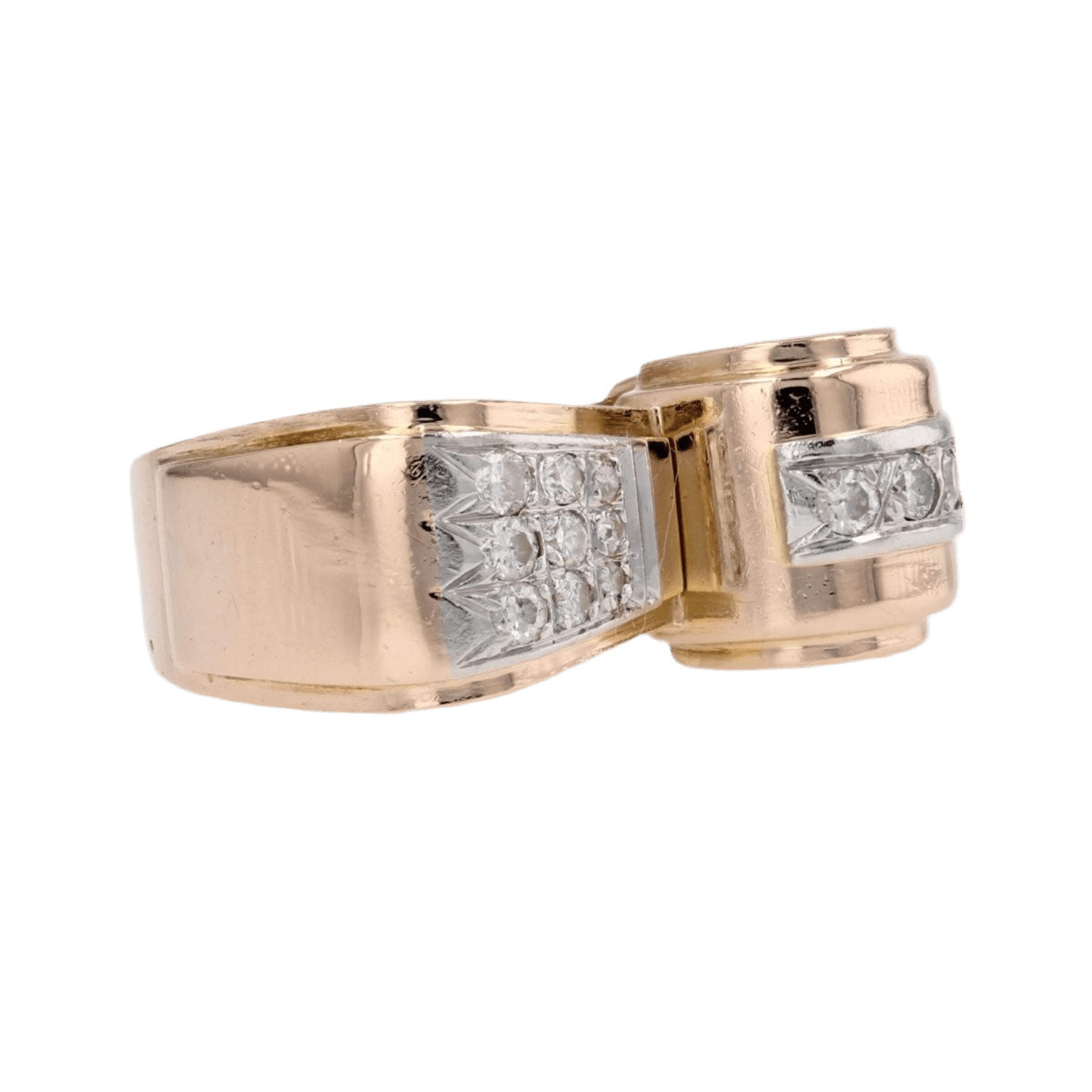 Bague Tank en or jaune, platine et diamants - Castafiore