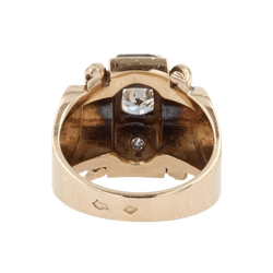 Bague Tank en or jaune, platine et diamants - Castafiore