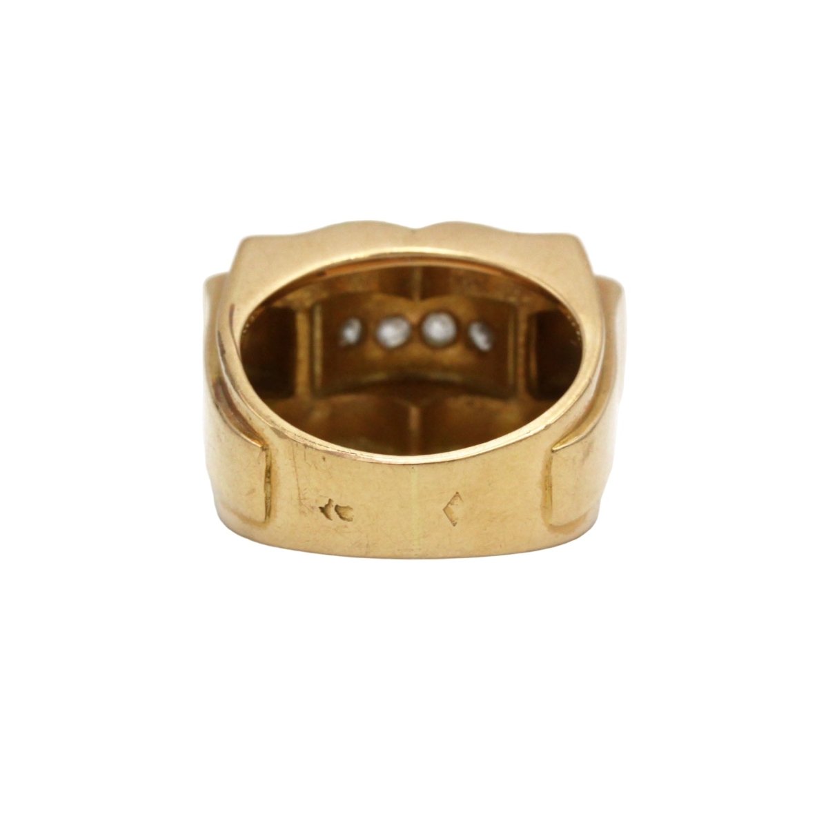 Bague Tank en or jaune, platine et diamants - Castafiore