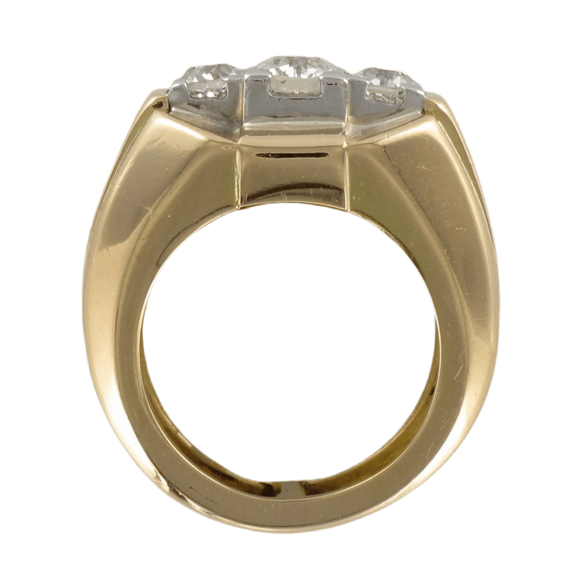 Bague Tank en or jaune, platine et diamants - Castafiore