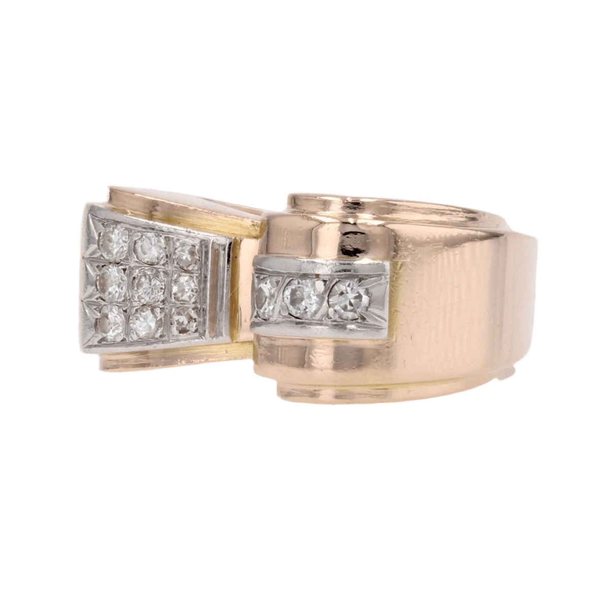 Bague Tank en or jaune, platine et diamants - Castafiore