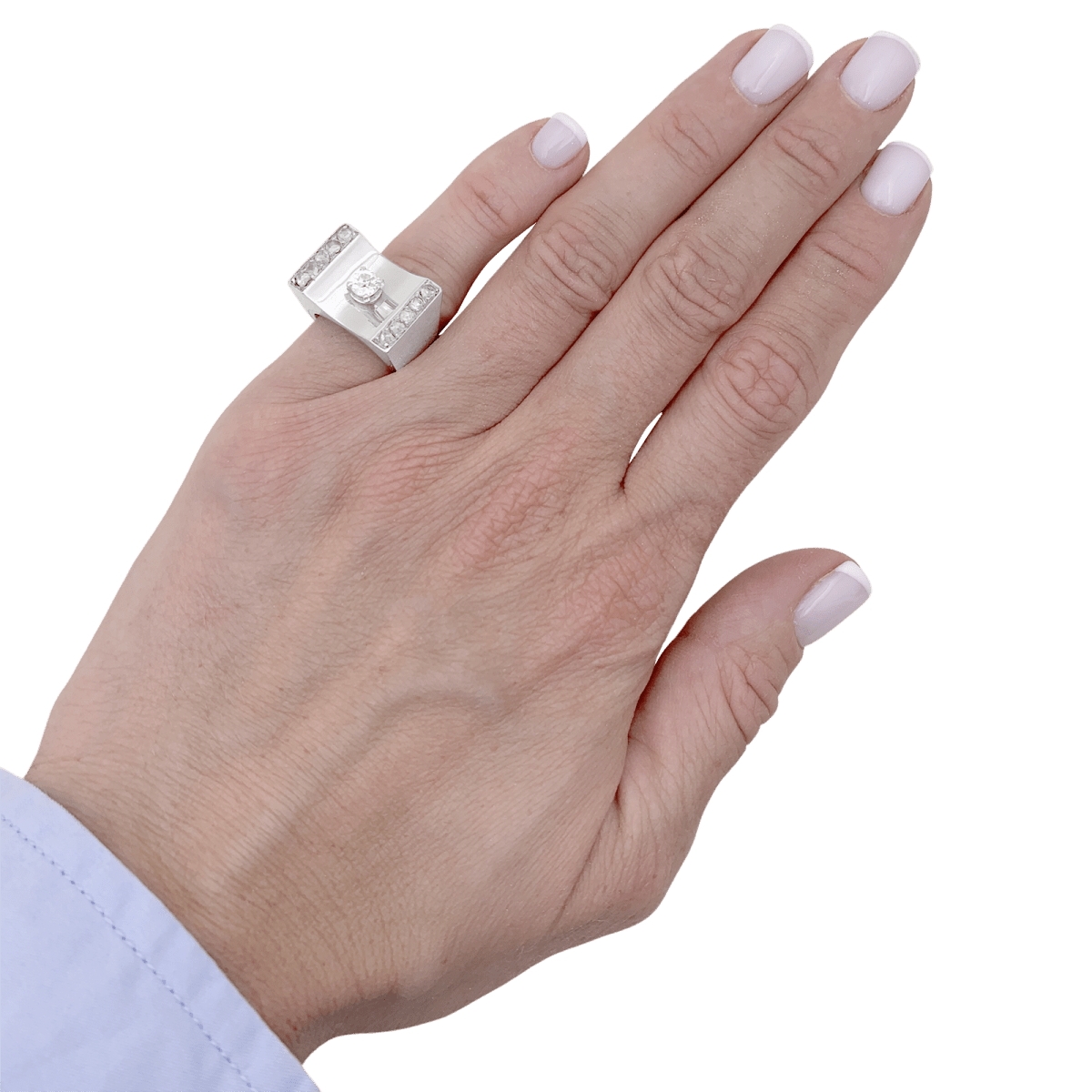 Bague Tank en or jaune, platine et diamants - Castafiore