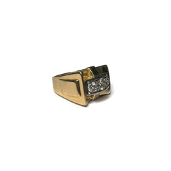 Bague Tank en or jaune, platine et diamants - Castafiore
