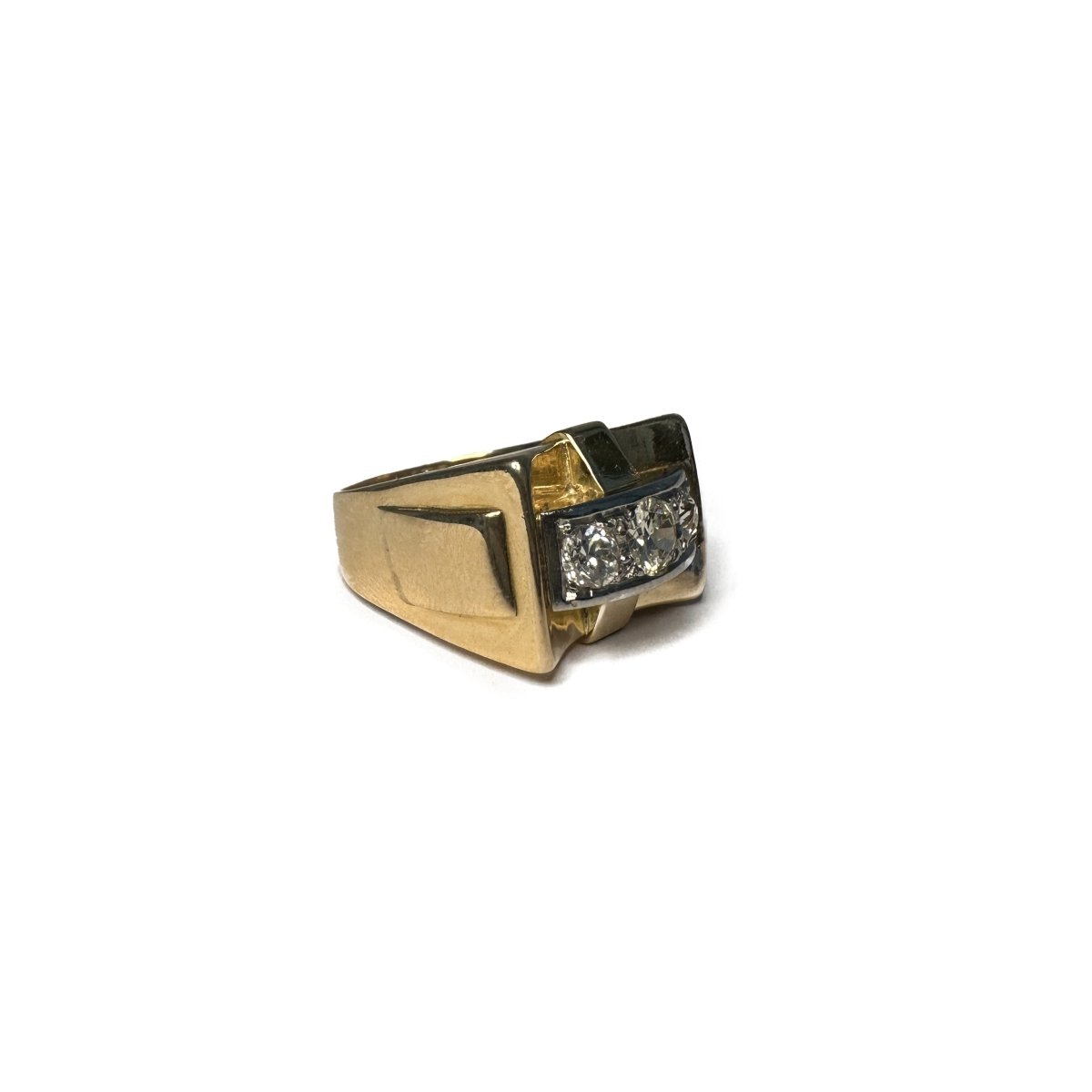 Bague Tank en or jaune, platine et diamants - Castafiore